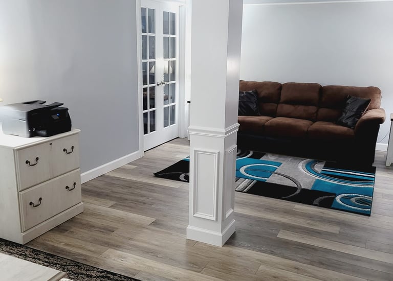 Basement remodeling with new LVP flooring Rittman, Ohio