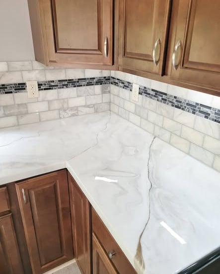 Epoxy countertop with subway tile back splash