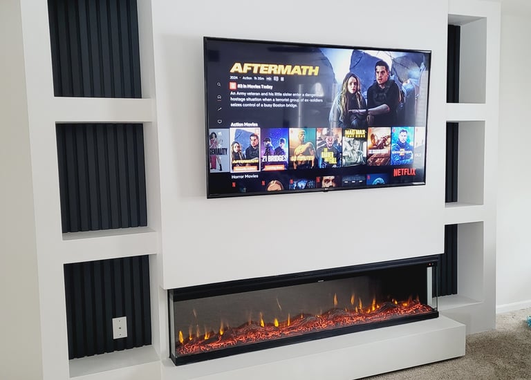 Electric fireplace media wall