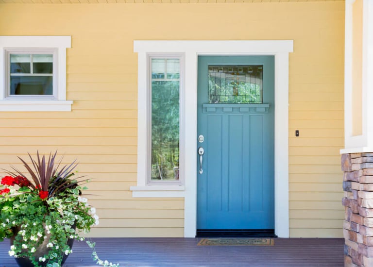 Freshly painted exterior door