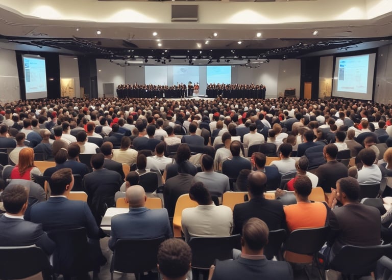 A group of families smiling together during a financial literacy workshop in Africa.