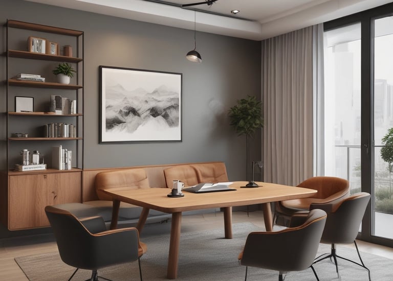 Elegant wooden paneling and furniture inside a modern villa.