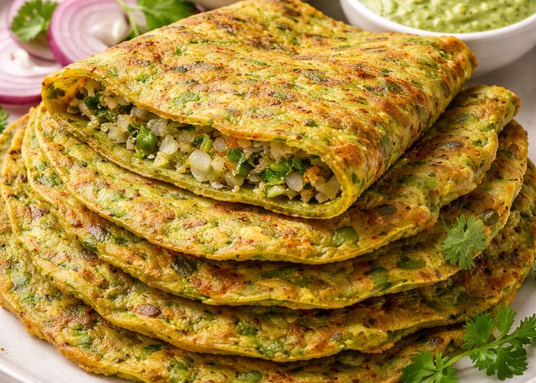 aarog green lentil chilla roll