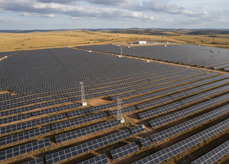 Grand champs de panneaux solaires vue de haut