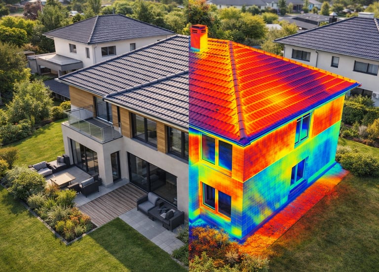 vue d'une maison avec un filtre thermique