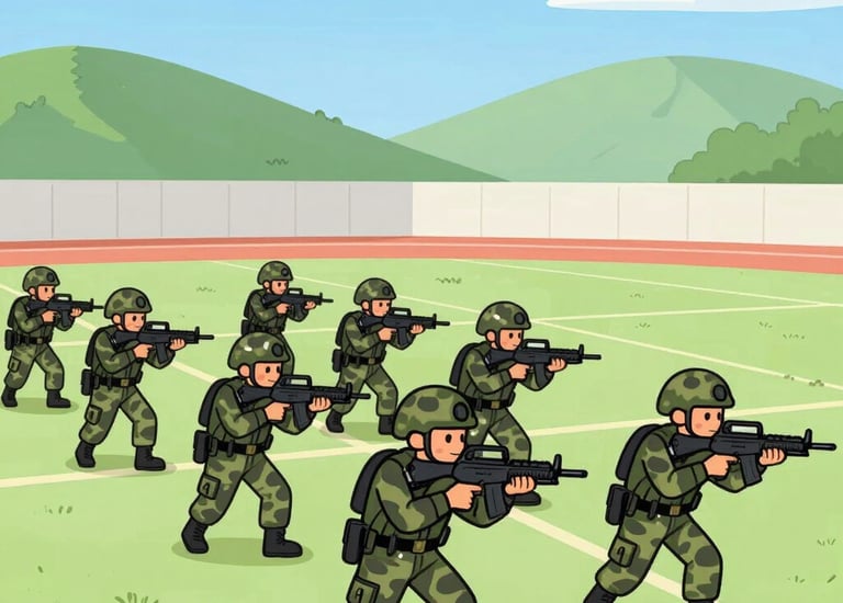 Dimly lit underground hangar with large, angular ship components.