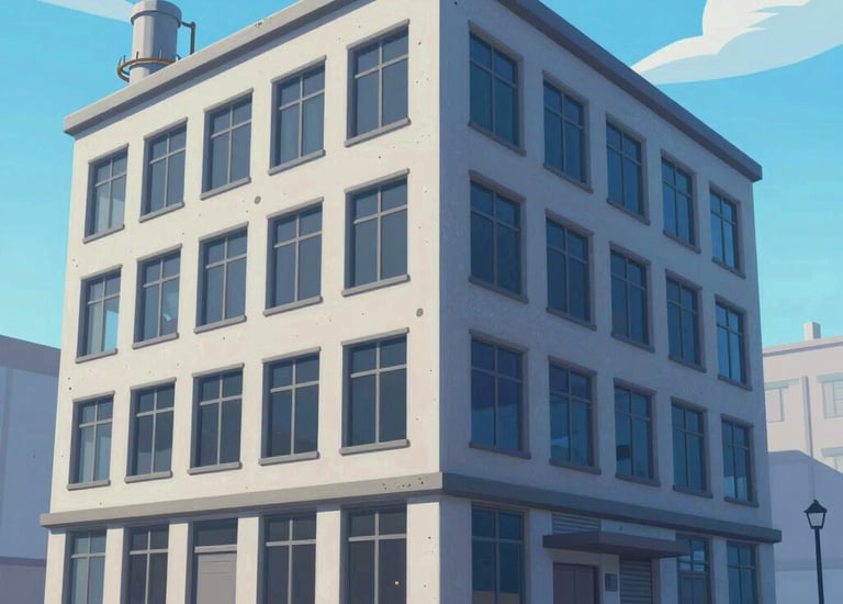 A sleek, metallic facility with angular architecture under a clear desert sky.