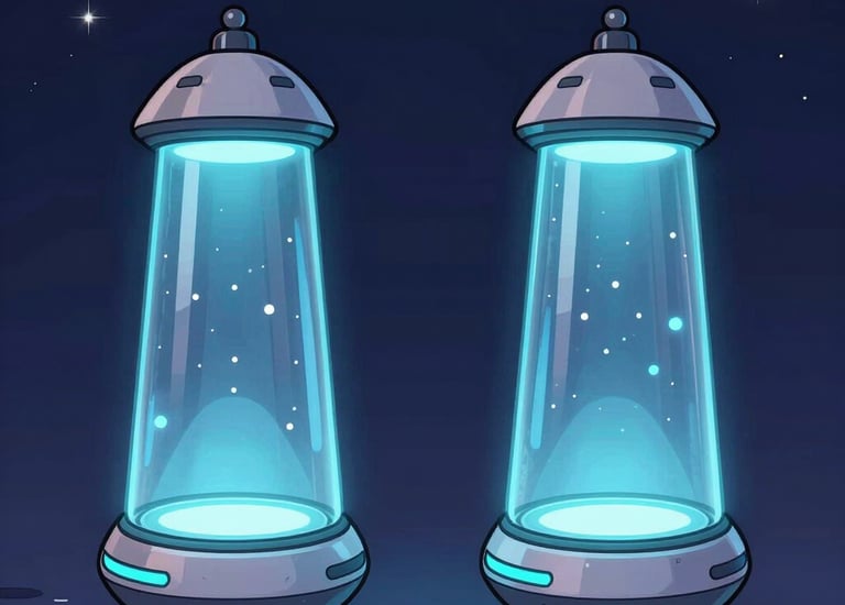 Aerial view of a remote desert campground with subtle industrial structures.