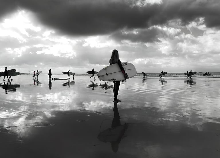 woman with a surfboard on portfolio of William McCleary
