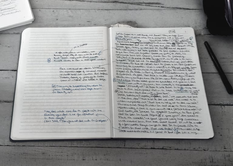 handwritten manuscript of Killing the Chucho