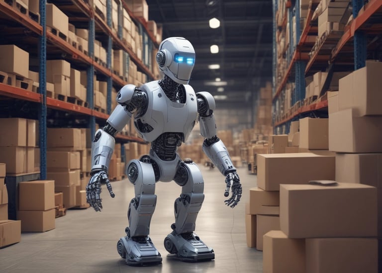 A retail support robot assisting customers with product information.