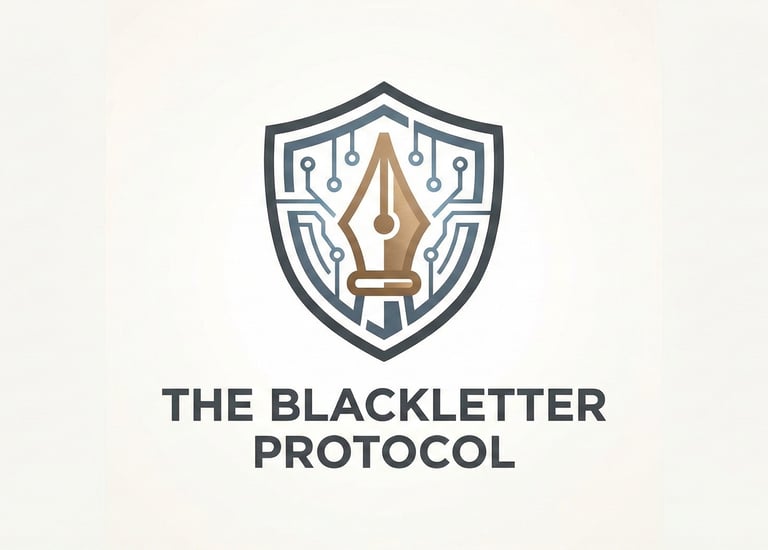 Official logo for The Blackletter Protocol, a legal AI training system created by Adam Bair