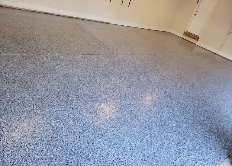 a garage floor with a garage flooring system