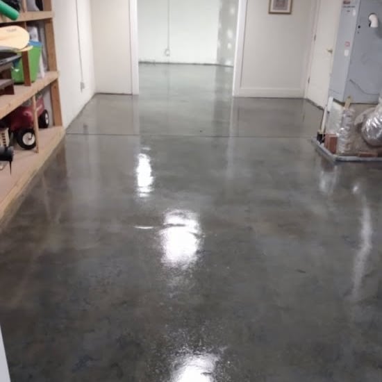 a garage floor with a garage flooring system