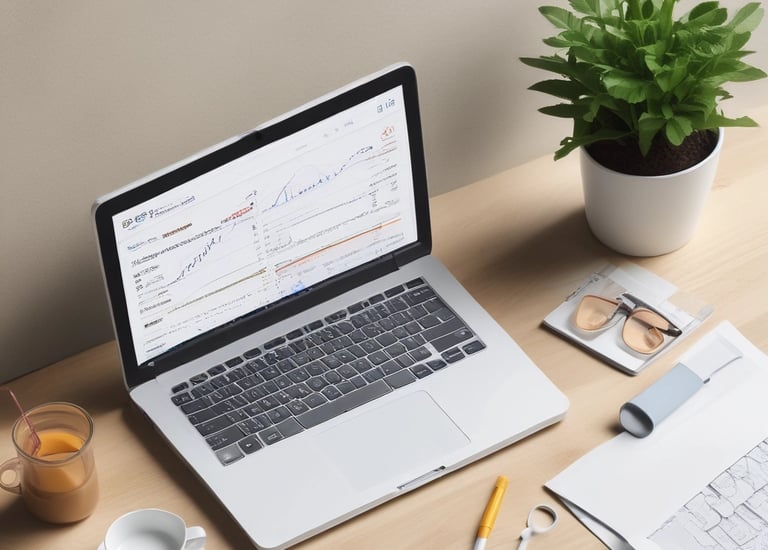 A sleek black and white website homepage displayed on a laptop screen.