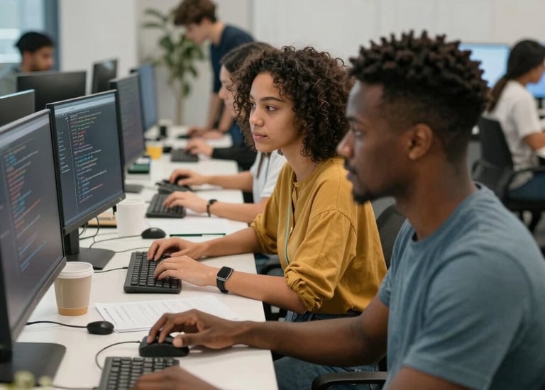 Project manager leading a diverse team meeting with charts.