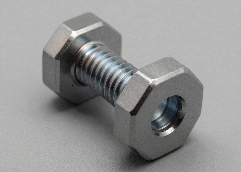 Custom-made metal studs lined up for quality check.