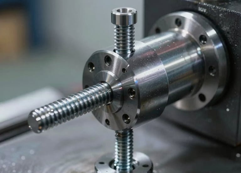 Precision CNC lathe machine working on a metal part.
