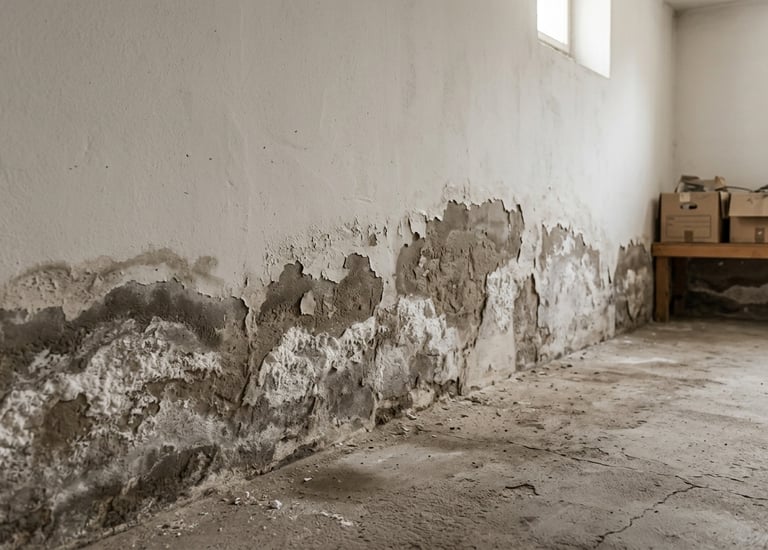 Garaje o trastero con humedad por capilaridad en paredes