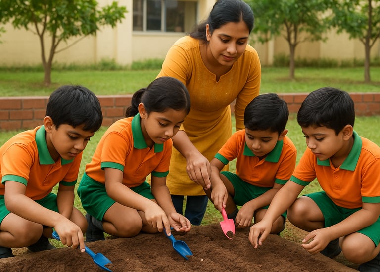 Children having some insights to planting seeds.