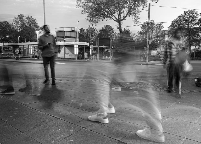 a person walking down a street