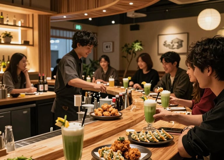 Sleek sushi bar with modern design and premium lighting