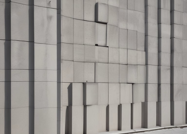 Blocks being precisely placed to form a structural wall.