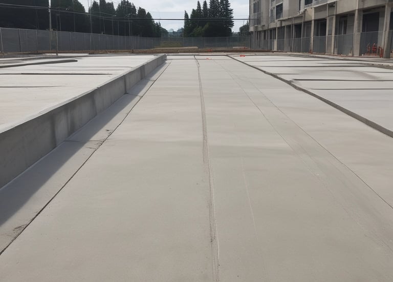 Close-up of reinforced concrete beams being assembled on a construction site.
