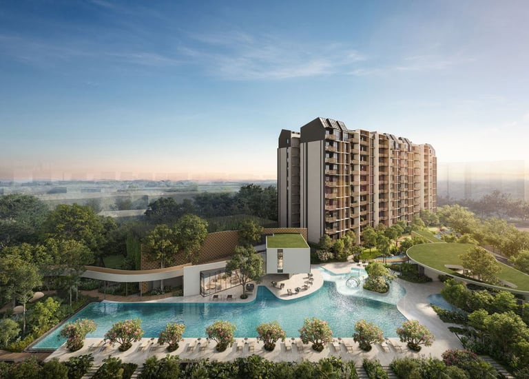 Premium modern residential towers, grand clubhouse, and 50m lap pool at Norwood Grand near Woodlands