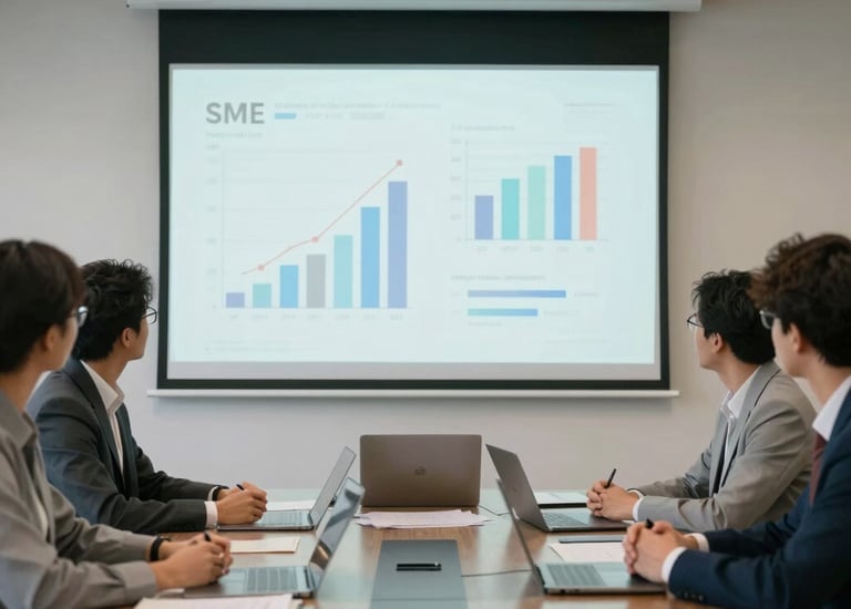 a man riding a skateboard down a street next to tall buildings