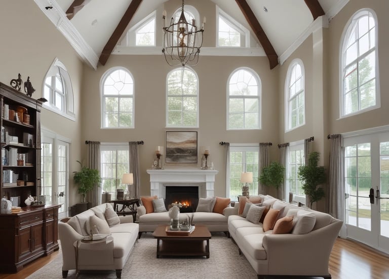 A cozy outdoor patio with comfortable seating and greenery.