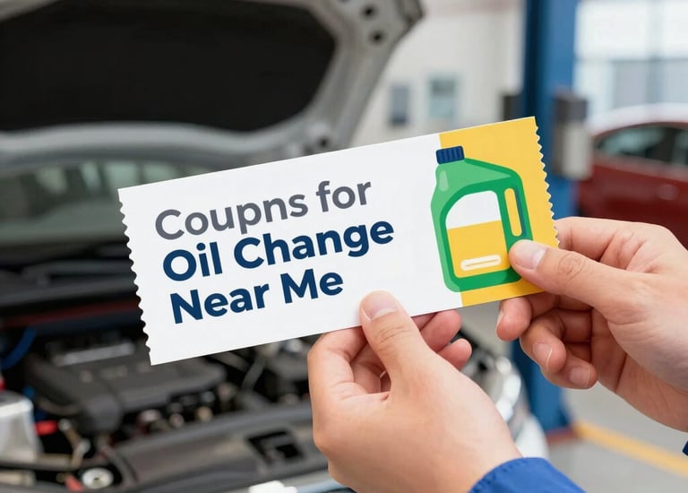 Mechanic handing a coupon for oil change near me at an auto service center