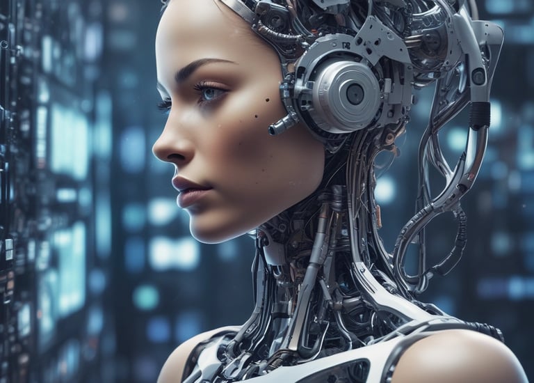 Futuristic market financial dashboard showing AI analytics.