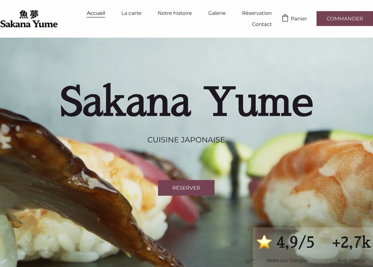 Assortiment de sushis frais, crevettes, thon, avocat du restaurant Sakana Yume