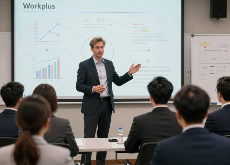 Team collaborating around a table with laptops and notes in a bright office.
