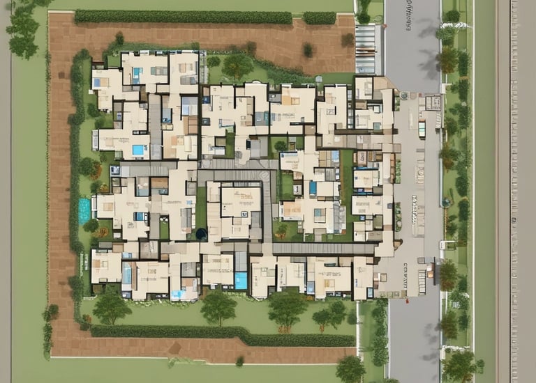 Happy family inspecting their newly purchased plot with a Goodland representative.