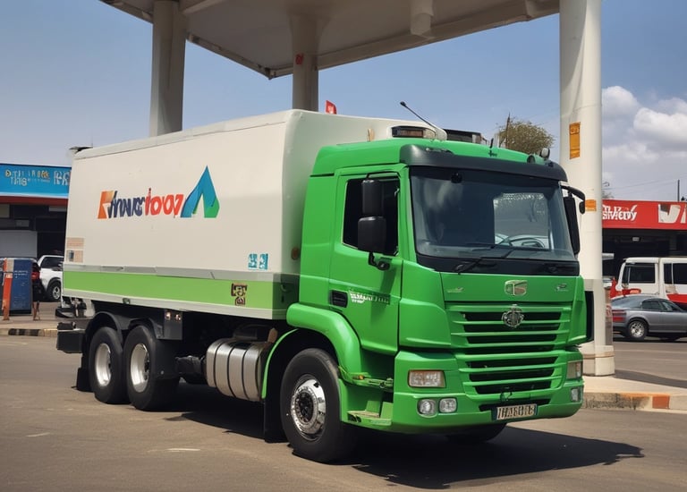 Close-up of a trucker using a mobile app inside a truck cabin.