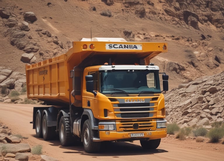 Close-up of a trucker using a mobile app inside a truck cabin.