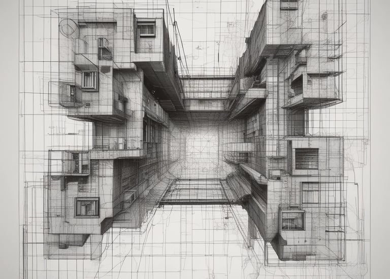 A minimalist, industrial office corner with black and rust orange decor.