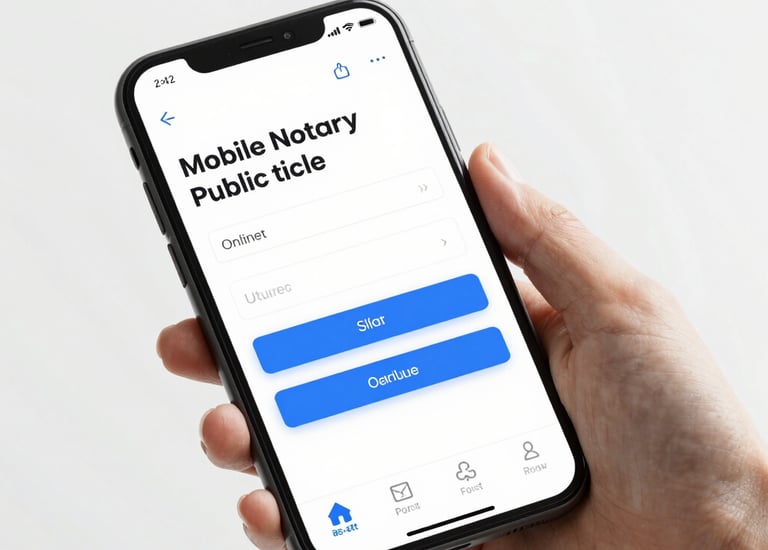 Screenshot of a sleek notary service website homepage, featuring appointment booking.