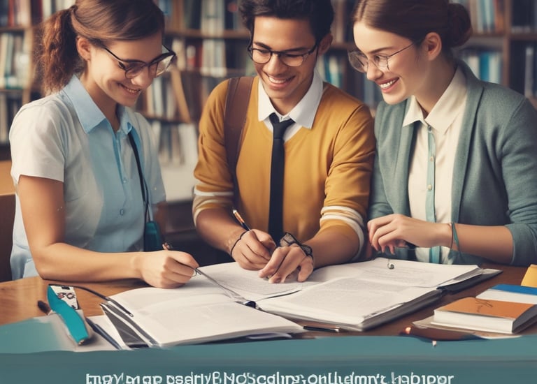 Group of students collaborating on a digital project.