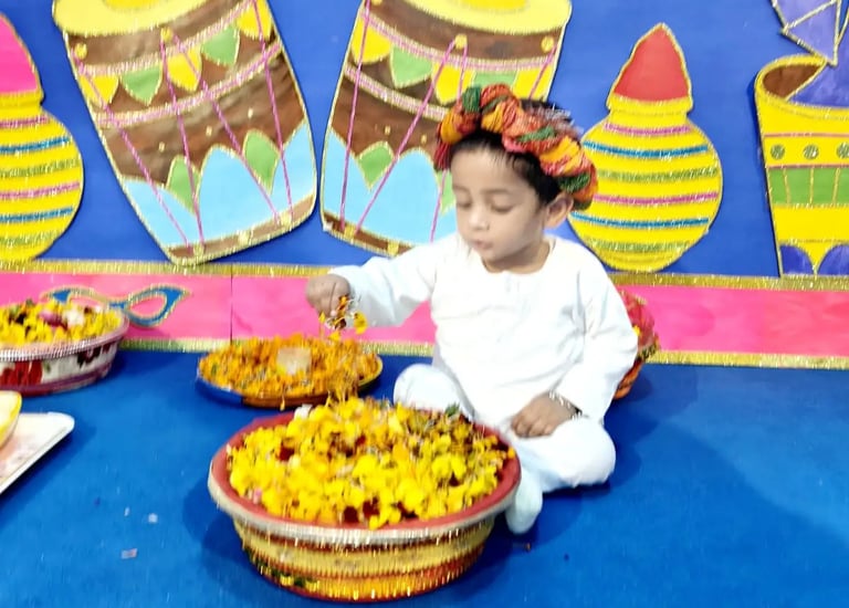 Child playing in art class of Enfant preschool in Happy heart ,brilliant mind 