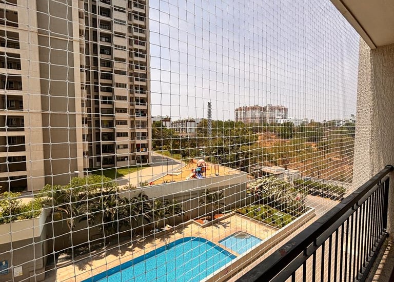 Durable pigeon nets installed on Tardeo apartment balcony