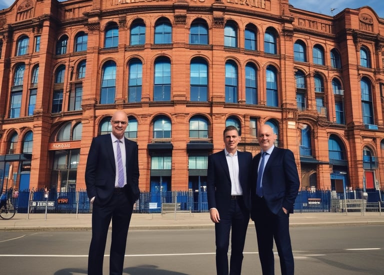 A dynamic football match scene showing players in action on a vibrant stadium pitch.