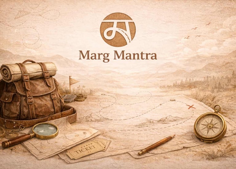 A Vintage backpack, map, and compass ready for your next soulful journey across the mountains.