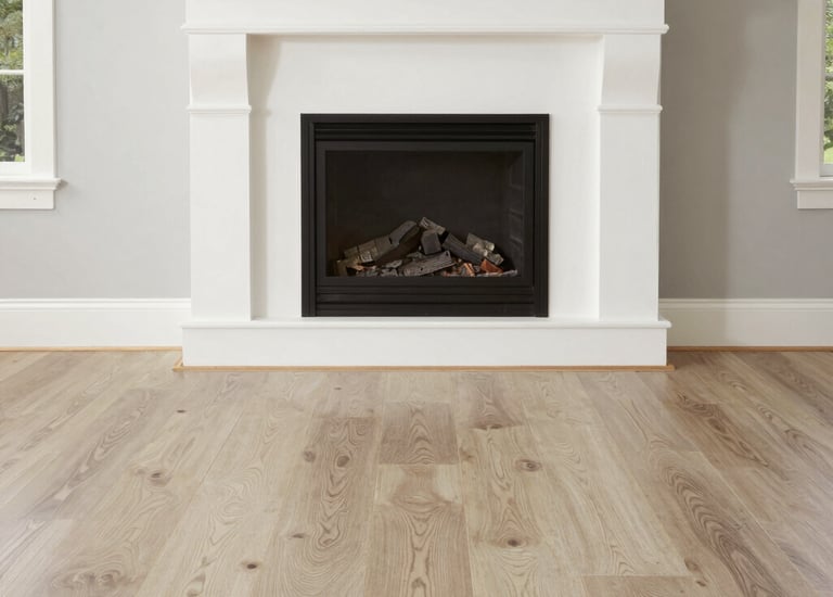 Hardwood flooring installation in progress, showing careful craftsmanship.