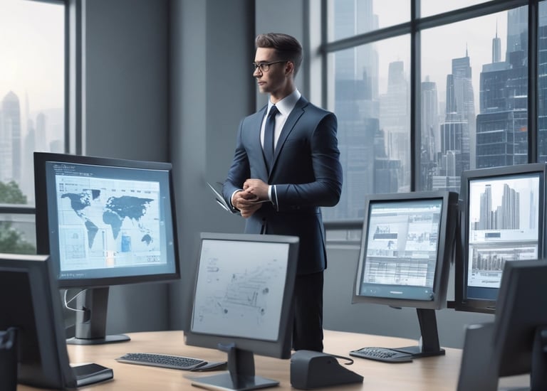 Close-up of hands configuring network cables and servers.