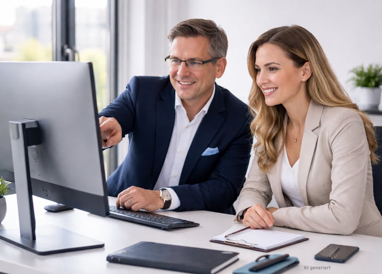 Team members collaborating around a table with laptops and notes on ISTQB certification.