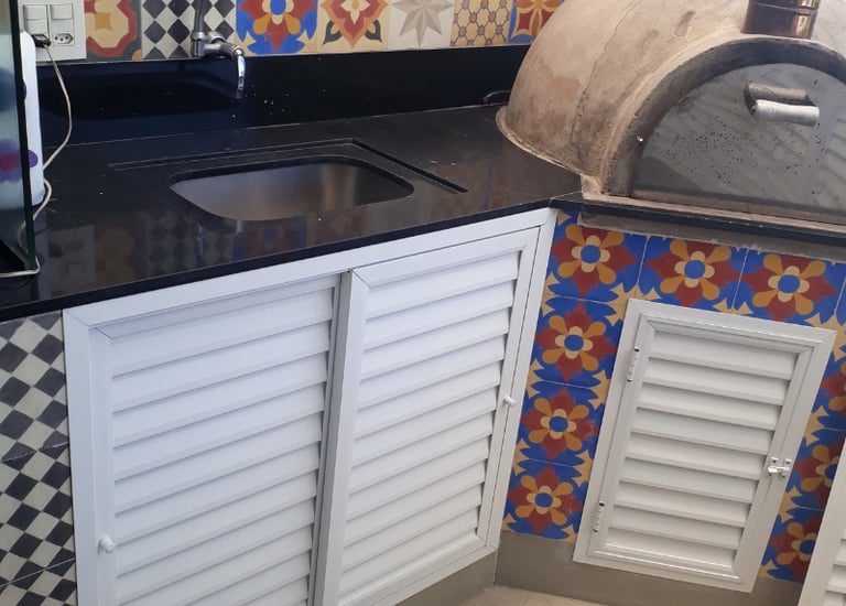 porta de alumínio para debaixo de pia