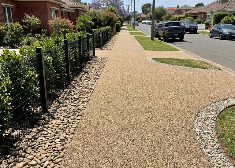 Permeable semi-flexible pathway paving in Melbourne designed for tree root protection and stormwater